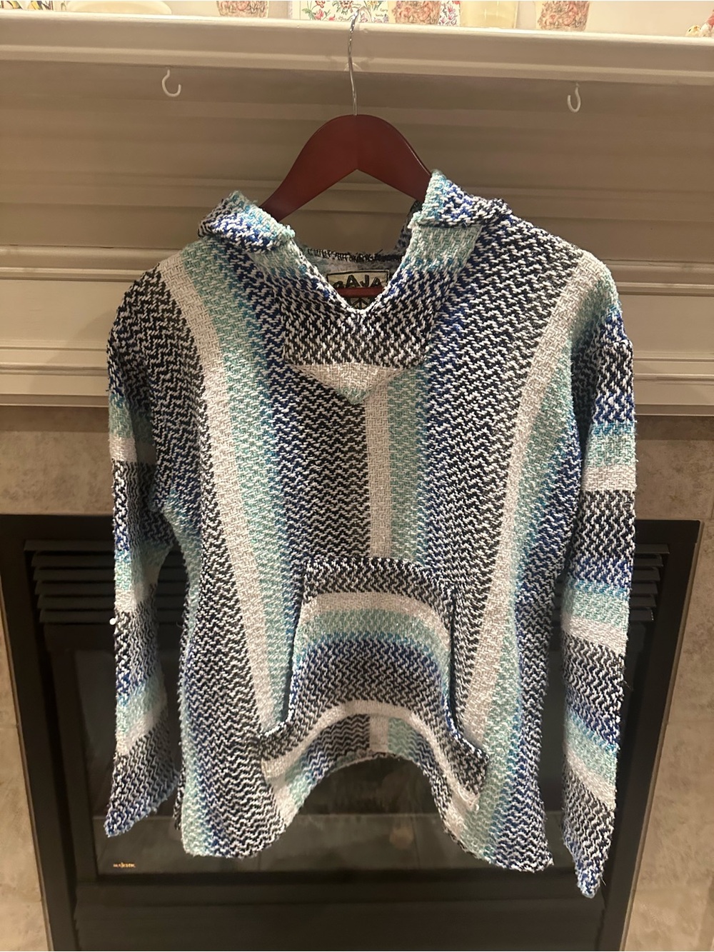 Baja Joe’s Men's Striped Baja Surfer Hippie Hoodie - Blue/White